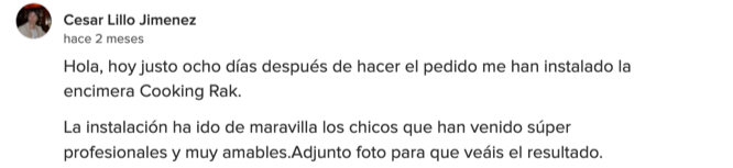 Testimonio Cesar Lillo Jimenez sobre nuestra encimera inteligente