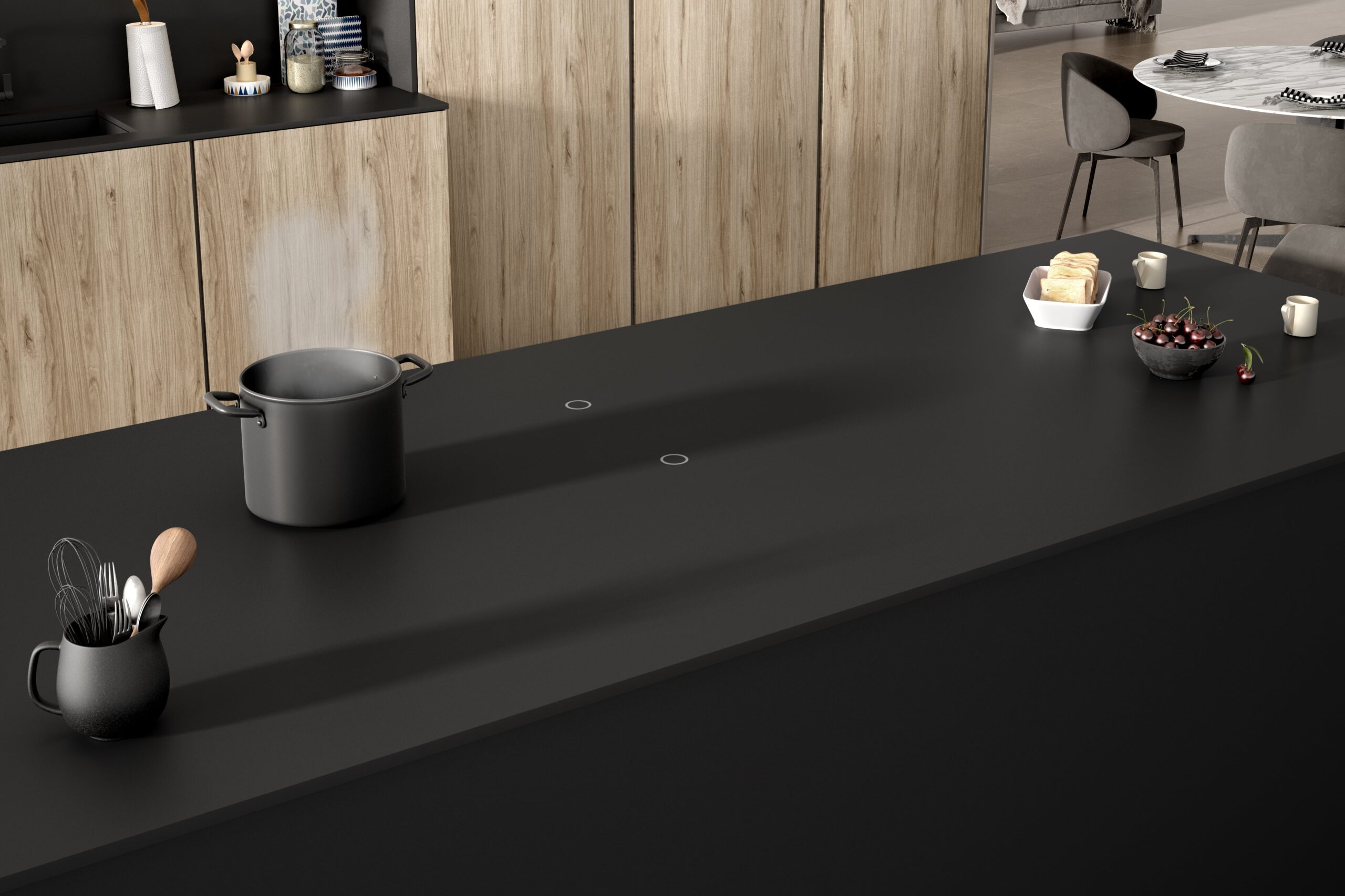 Induction COUNTERTOP: invisible burners integrated IN the kitchen