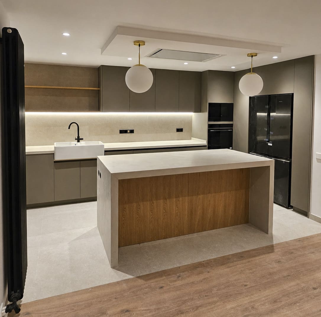 cocina beige con isla